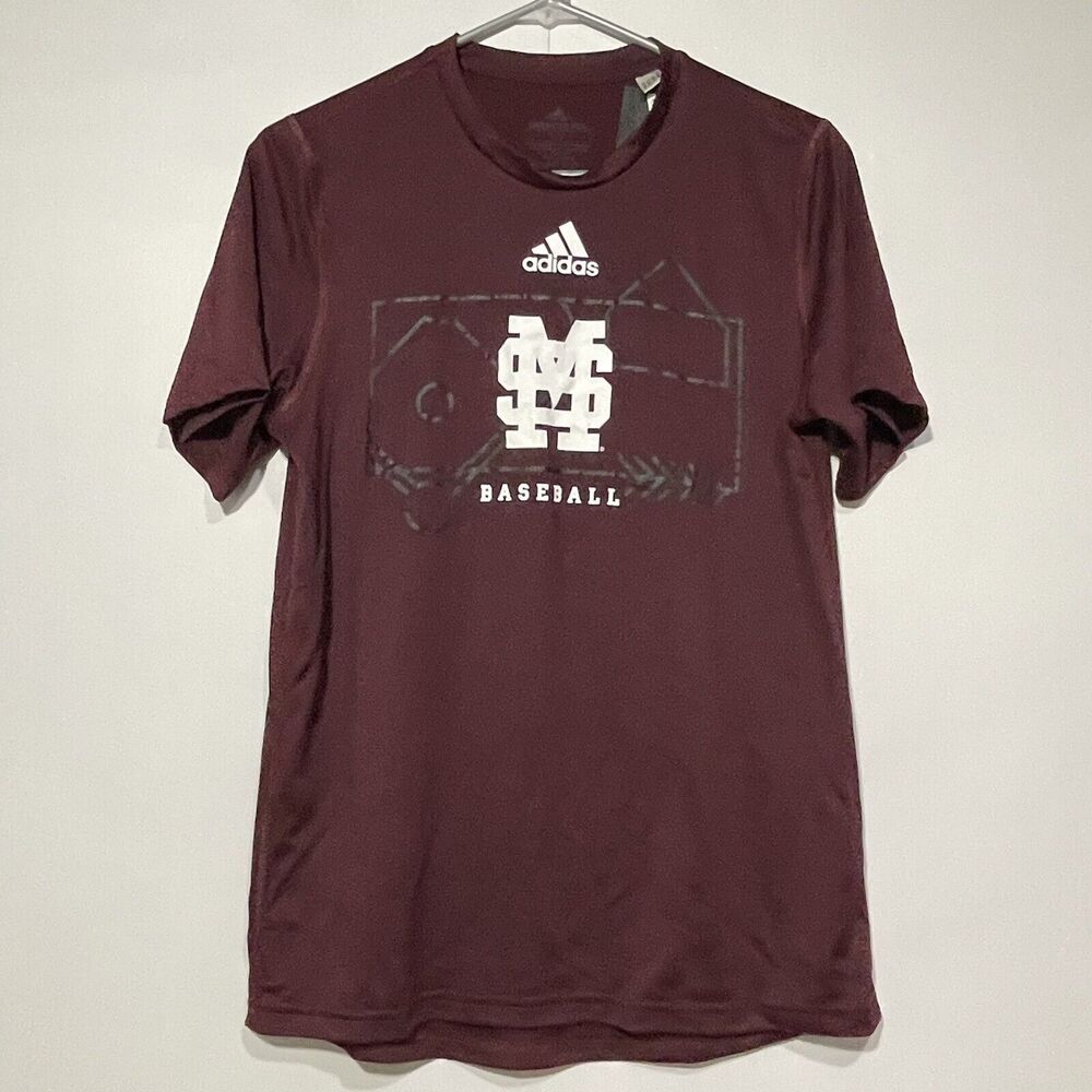 Adidas Mississippi State Bulldogs T-Shirt Mens Small Locker Lines Baseball Sport